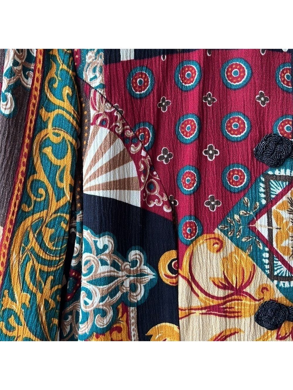 Jolibee Vintage Multicolored Creped Fabric Abstract Pattern Tunic Size 12 - Picture 7 of 14